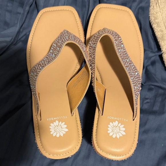 Yellow Box Women's Sparkling Tan Sandals - Picture 1 of 3